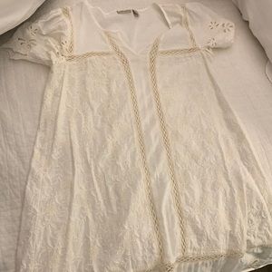 Anthropologie white/cream dress with slip